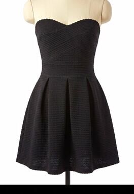 In Style Black Strapless Sweetheart Lace Fit & Flare Short Dress, Size S
